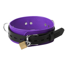 Load image into Gallery viewer, Strict Leather Deluxe Locking Collar - Purple and Black