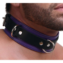 Load image into Gallery viewer, Strict Leather Deluxe Locking Collar - Purple and Black