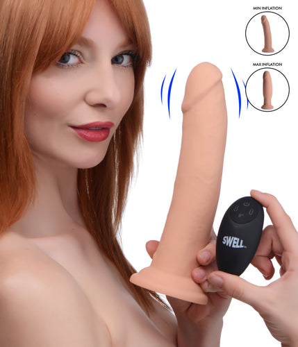 7X Inflatable and Vibrating Remote Control Silicone Dildo - 8.5 Inch