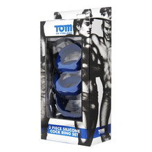 Load image into Gallery viewer, Tom of Finland 3 Piece Silicone Cock Ring Set - Blue