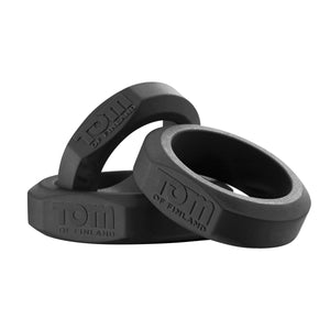 Tom of Finland 3 Piece Silicone Cock Ring Set - Black