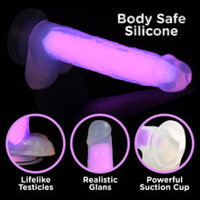 Load image into Gallery viewer, 7 Inch Glow-in-the-Dark Silicone Dildo with Balls - Pink-1