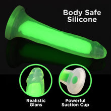 Load image into Gallery viewer, 7 Inch Glow-in-the-Dark Silicone Dildo - Green-1