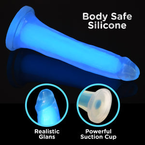 7 Inch Glow-in-the-Dark Silicone Dildo - Blue-1